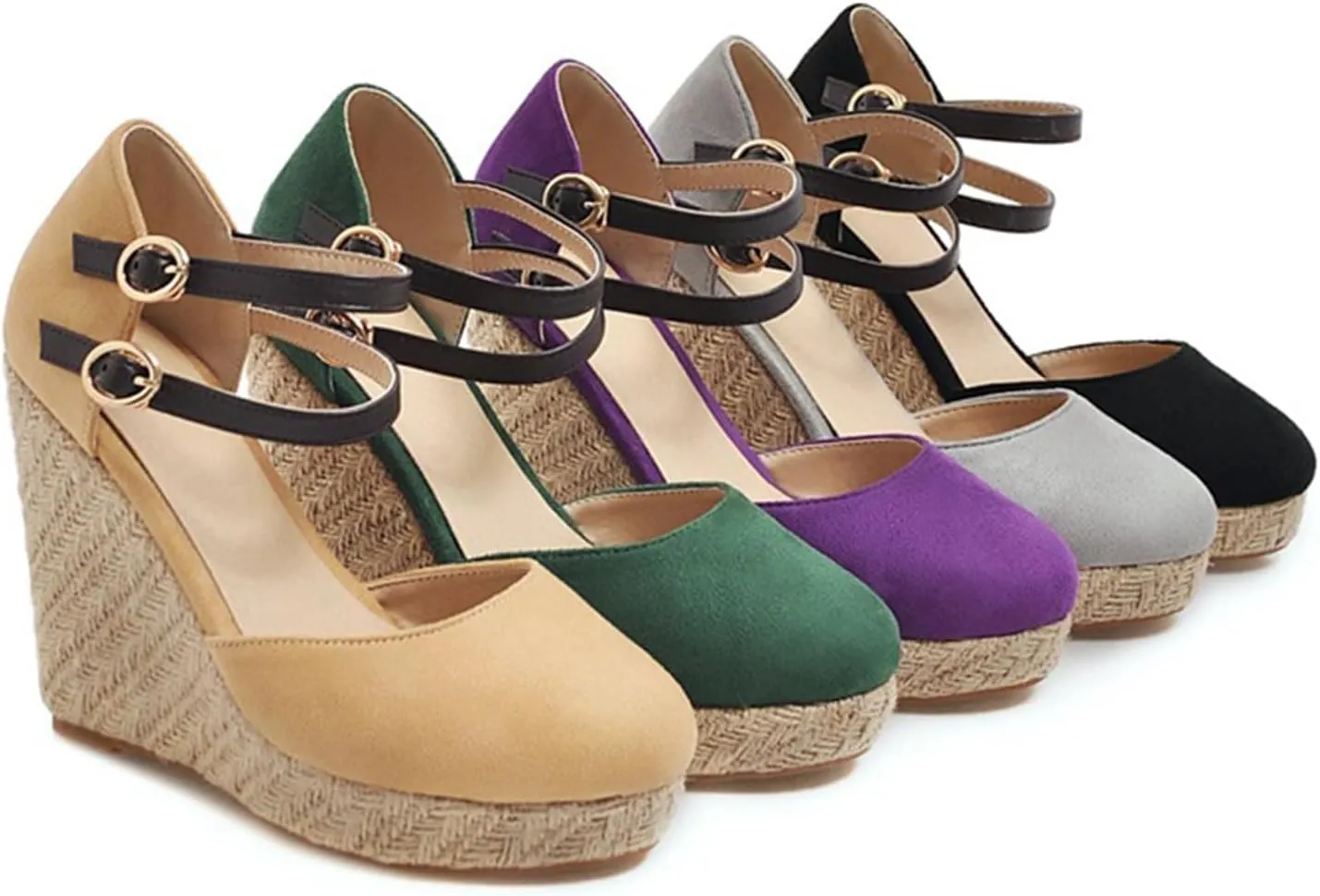 Chunky Sandals For Women Comfortable Non Slip Wedge Sandals Orthopedic Casual Platform Sandal with Double Adjustable Ankle Strap Metal Buckle Ladies Elegant Shoes