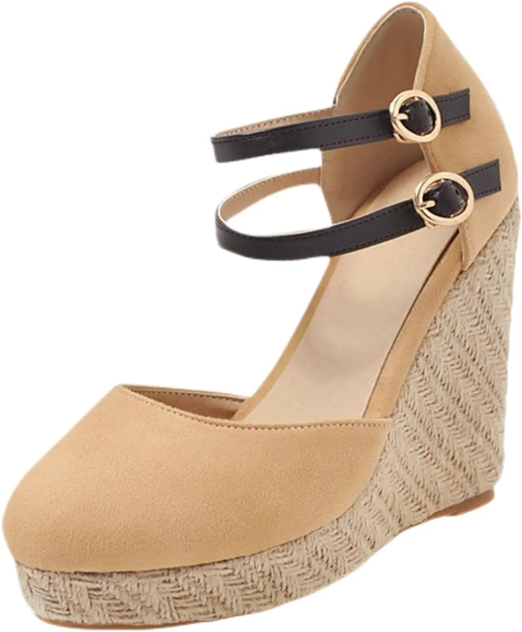 Chunky Sandals For Women Comfortable Non Slip Wedge Sandals Orthopedic Casual Platform Sandal with Double Adjustable Ankle Strap Metal Buckle Ladies Elegant Shoes