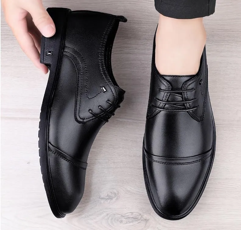 Classic Men's Genuine Leather Dress Shoes Lightweight Casual Business Wingtip Lace-up Oxford Shoes for Men