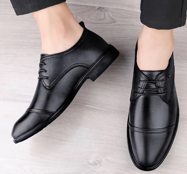 Classic Men's Genuine Leather Dress Shoes Lightweight Casual Business Wingtip Lace-up Oxford Shoes for Men