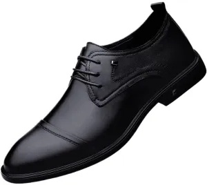 Classic Men's Genuine Leather Dress Shoes Lightweight Casual Business Wingtip Lace-up Oxford Shoes for Men