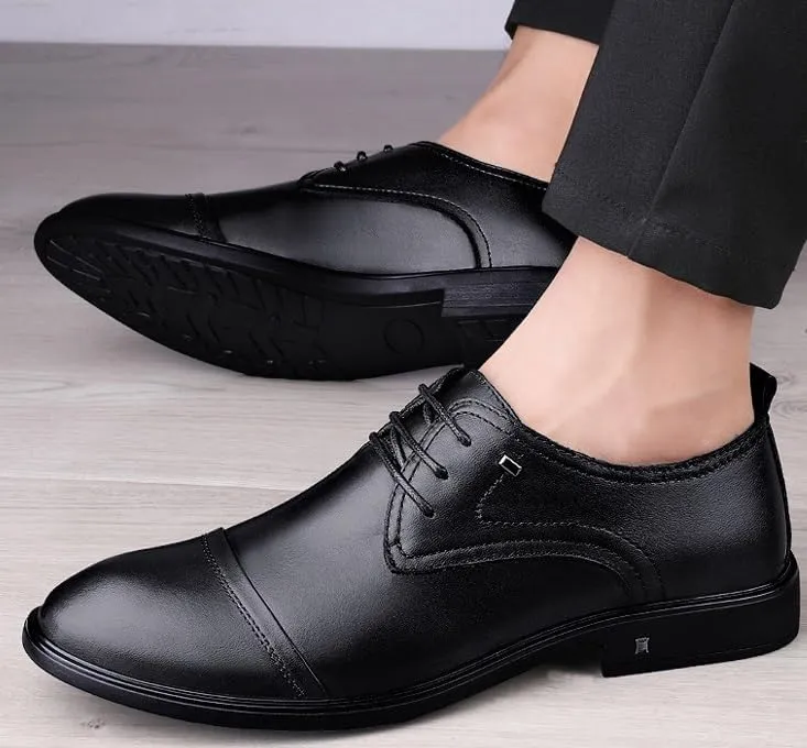 Classic Men's Genuine Leather Dress Shoes Lightweight Casual Business Wingtip Lace-up Oxford Shoes for Men