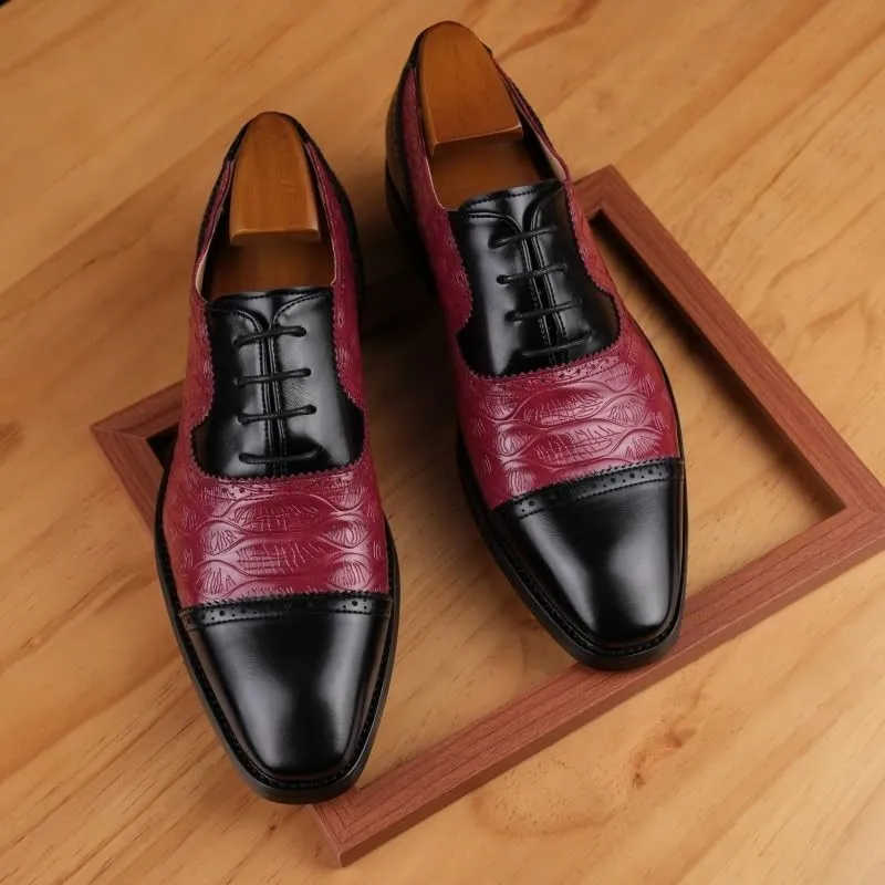 Classic Wingtip Oxford Formal Shoes for Men - Genuine Leather Upper with Textured Sole for Business Meetings & Evening Events