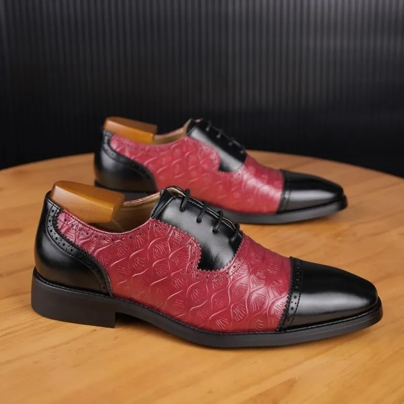 Classic Wingtip Oxford Formal Shoes for Men - Genuine Leather Upper with Textured Sole for Business Meetings & Evening Events