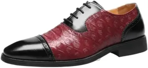 Classic Wingtip Oxford Formal Shoes for Men - Genuine Leather Upper with Textured Sole for Business Meetings & Evening Events