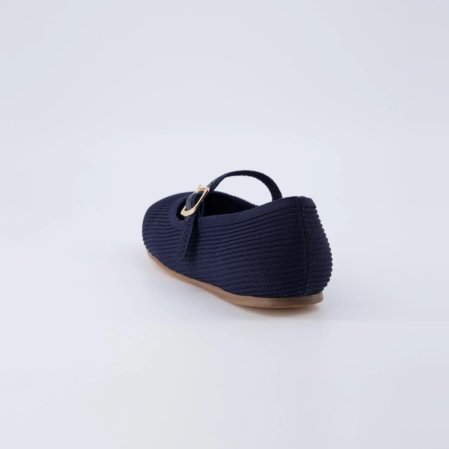 CUSHIONAIRE Women's Petal Mary Jane Knit Flat – Stretchy Textured Fabric, Adjustable Strap, Memory Foam, Available in Wide Widths, Comfortable & Lightweight