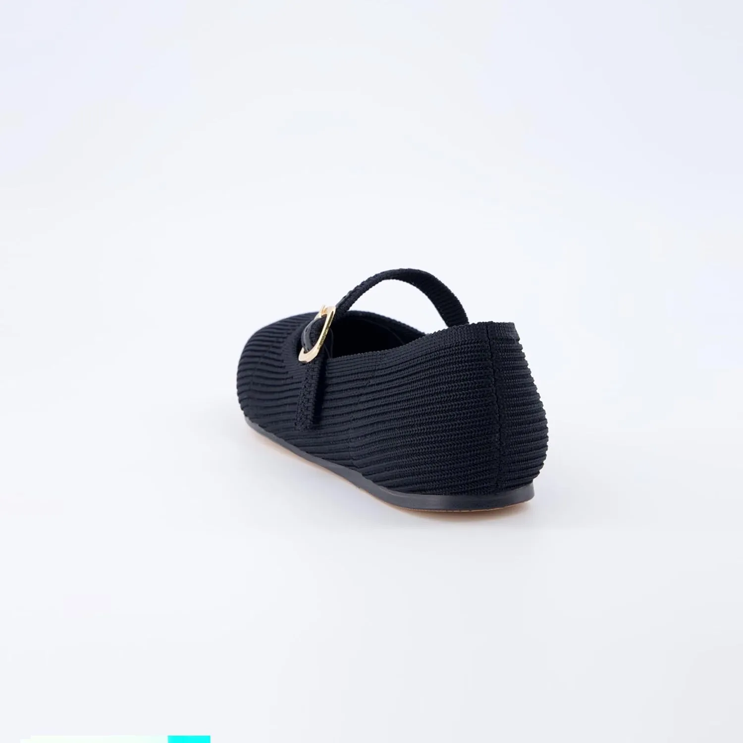 CUSHIONAIRE Women's Petal Mary Jane Knit Flat – Stretchy Textured Fabric, Adjustable Strap, Memory Foam, Available in Wide Widths, Comfortable & Lightweight