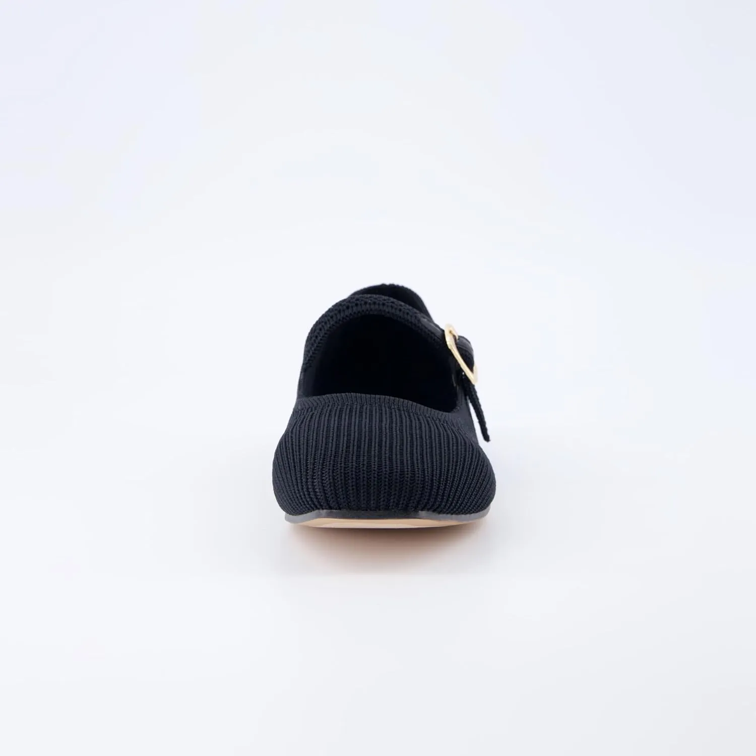 CUSHIONAIRE Women's Petal Mary Jane Knit Flat – Stretchy Textured Fabric, Adjustable Strap, Memory Foam, Available in Wide Widths, Comfortable & Lightweight