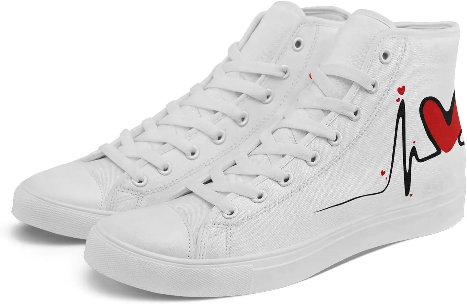 Custom Sneakers for Couples Romantic Gifts for Him Her Black White Personalized Trendy Love Unisex High-Top Canvas Shoes
