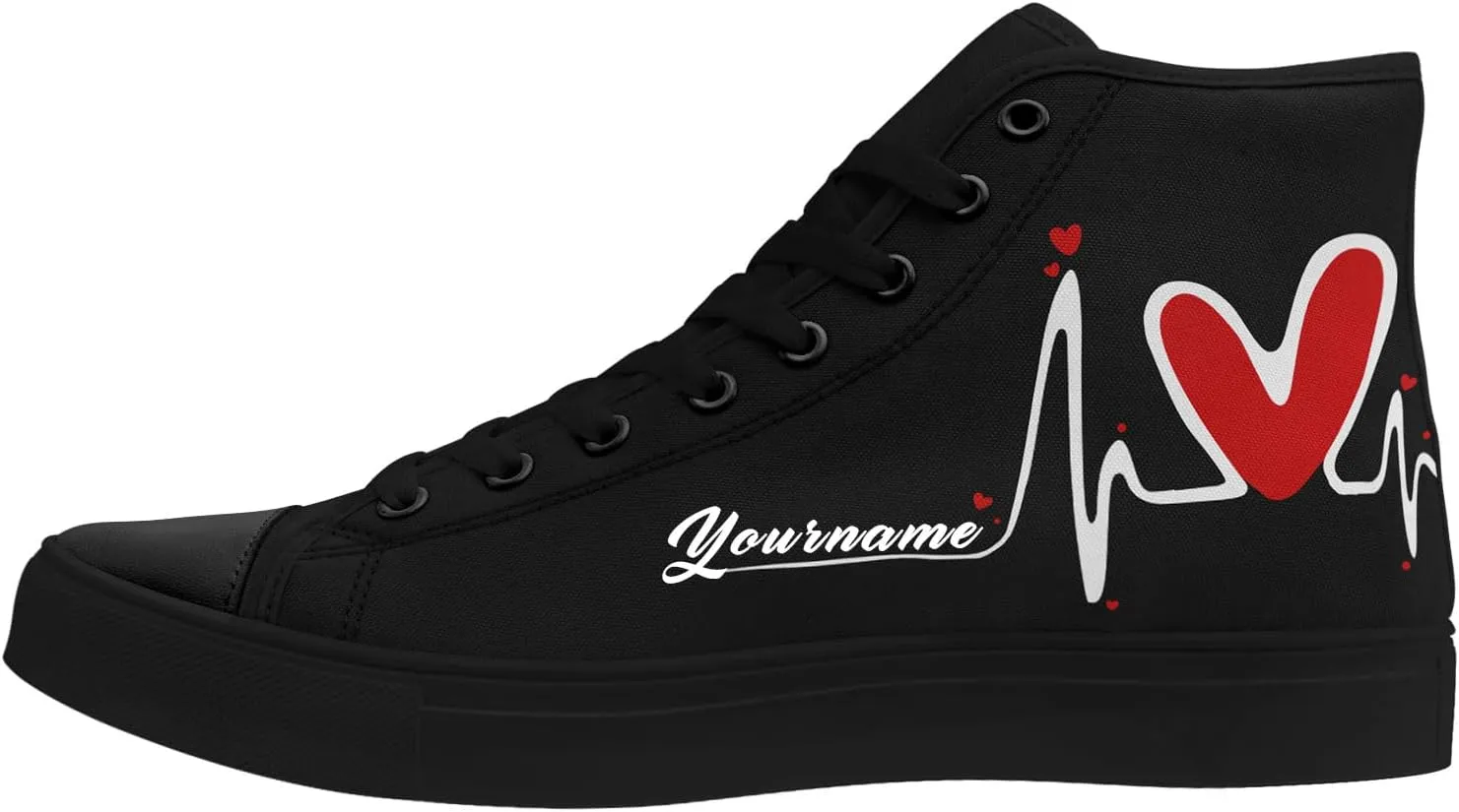 Custom Sneakers for Couples Romantic Gifts for Him Her Black White Personalized Trendy Love Unisex High-Top Canvas Shoes