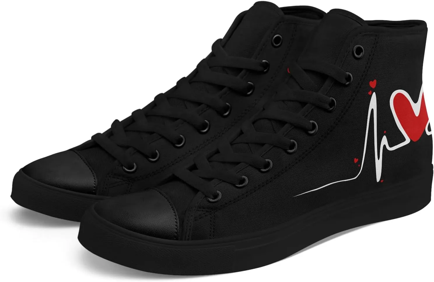 Custom Sneakers for Couples Romantic Gifts for Him Her Black White Personalized Trendy Love Unisex High-Top Canvas Shoes
