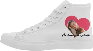 Custom Sneakers for Couples Romantic Gifts for Him Her Black White Personalized Trendy Love Unisex High-Top Canvas Shoes