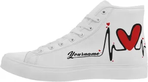 Custom Sneakers for Couples Romantic Gifts for Him Her Black White Personalized Trendy Love Unisex High-Top Canvas Shoes