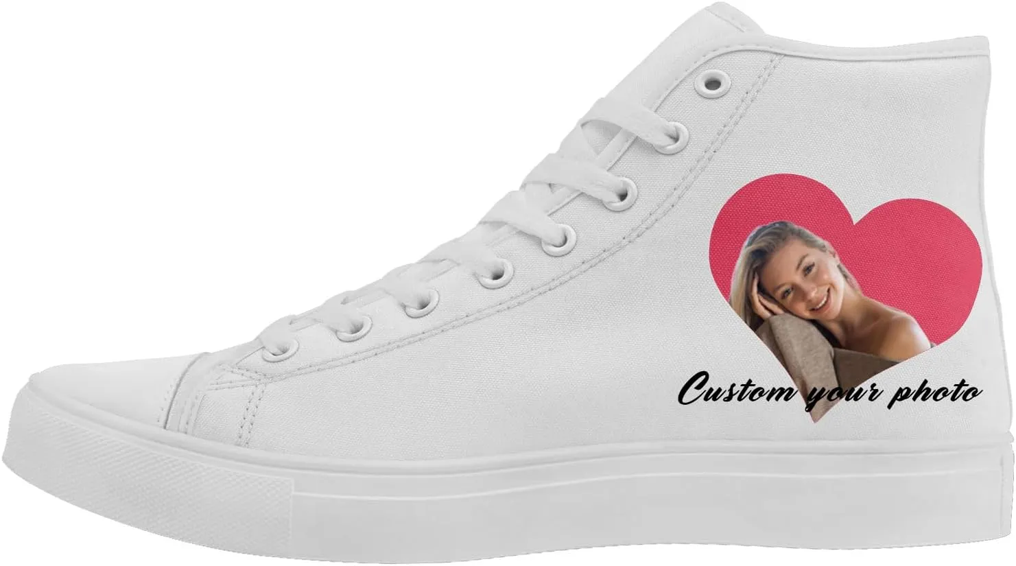 Custom Sneakers for Couples Romantic Gifts for Him Her Black White Personalized Trendy Love Unisex High-Top Canvas Shoes