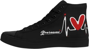 Custom Sneakers for Couples Romantic Gifts for Him Her Black White Personalized Trendy Love Unisex High-Top Canvas Shoes