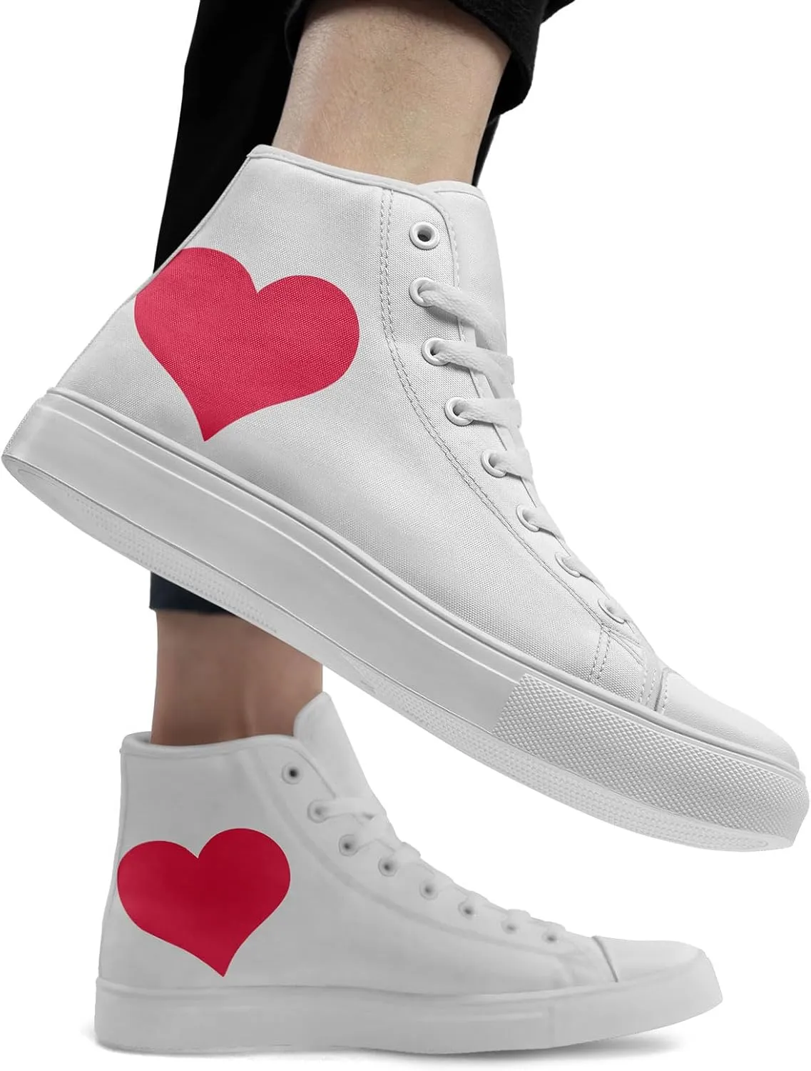 Custom Sneakers for Couples Romantic Gifts for Him Her Black White Personalized Trendy Love Unisex High-Top Canvas Shoes