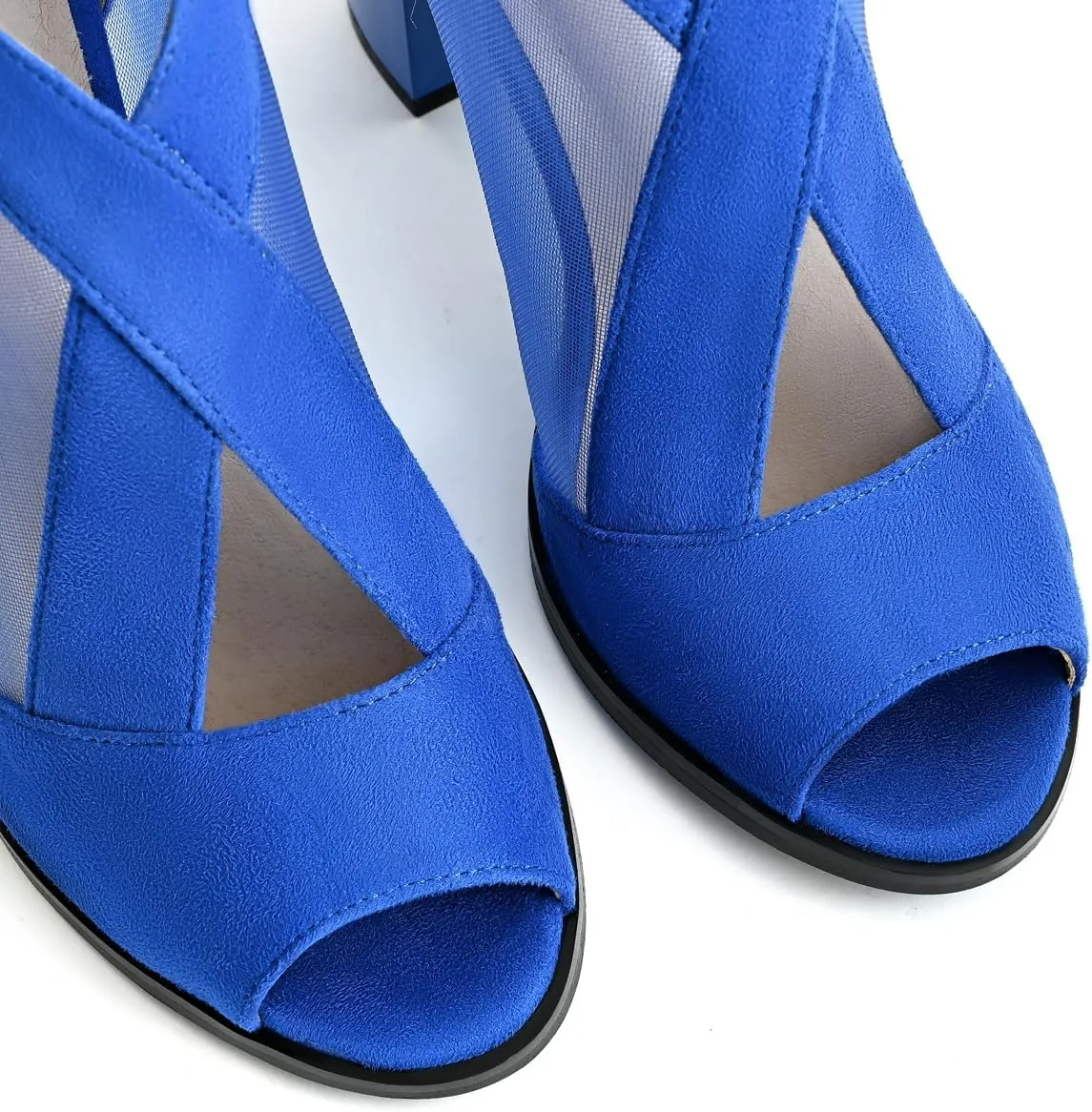 Cut Out Mesh Sandals High Block Heels Peep Toe Summer Ankle Boots