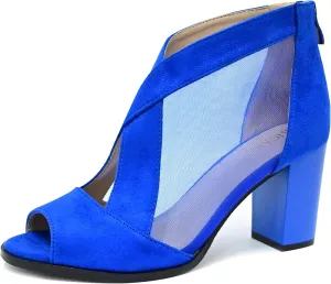 Cut Out Mesh Sandals High Block Heels Peep Toe Summer Ankle Boots