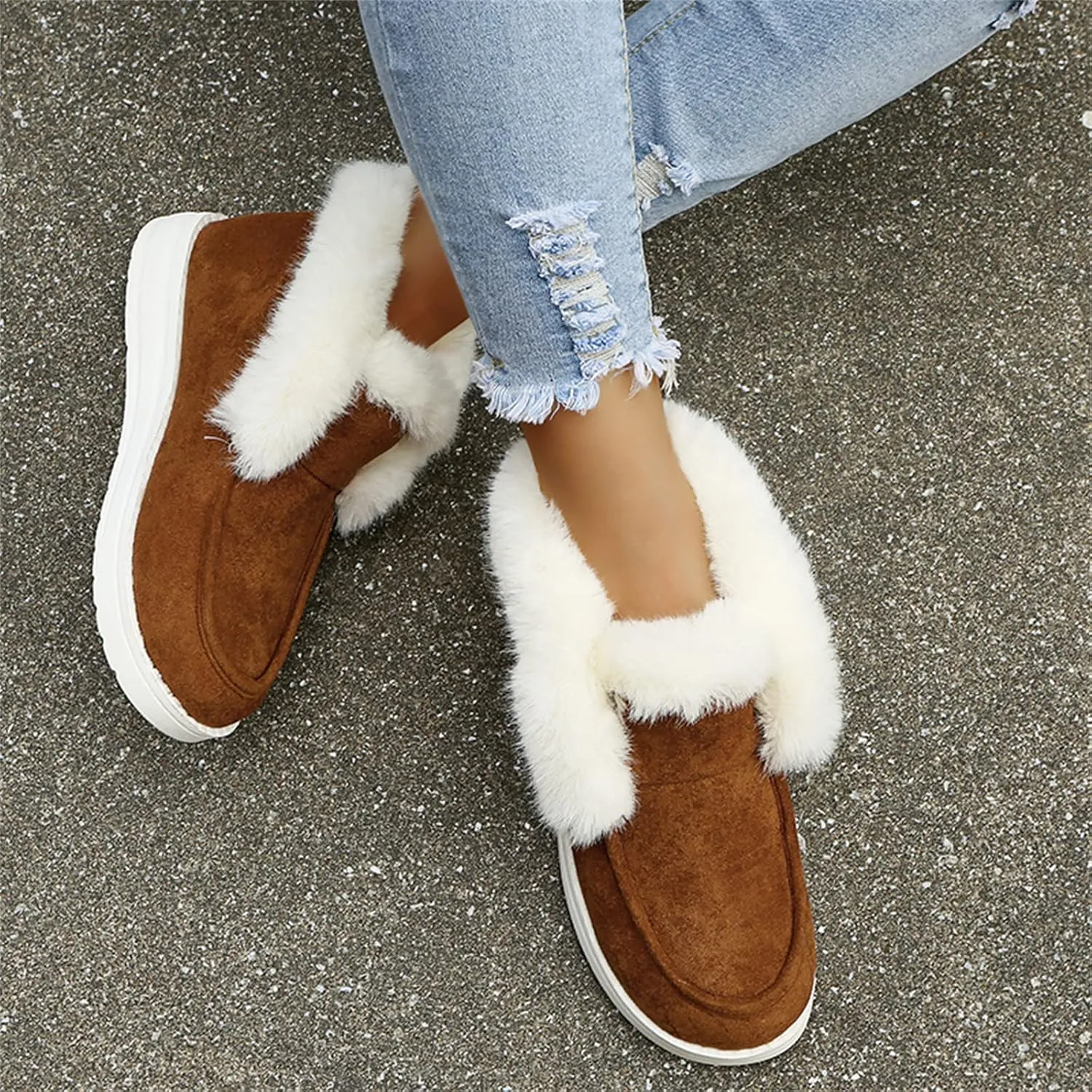 Cute Winter Boots For Women Fashion Snow Boots Warm Fur Lining Comfortable Fuzzy Ankle Booties Loafers Shoes 2024