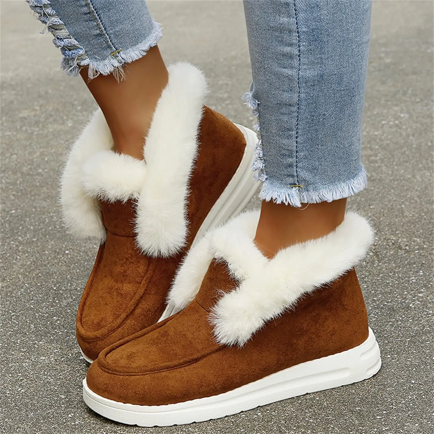 Cute Winter Boots For Women Fashion Snow Boots Warm Fur Lining Comfortable Fuzzy Ankle Booties Loafers Shoes 2024
