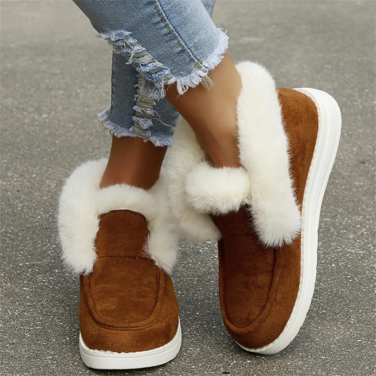 Cute Winter Boots For Women Fashion Snow Boots Warm Fur Lining Comfortable Fuzzy Ankle Booties Loafers Shoes 2024