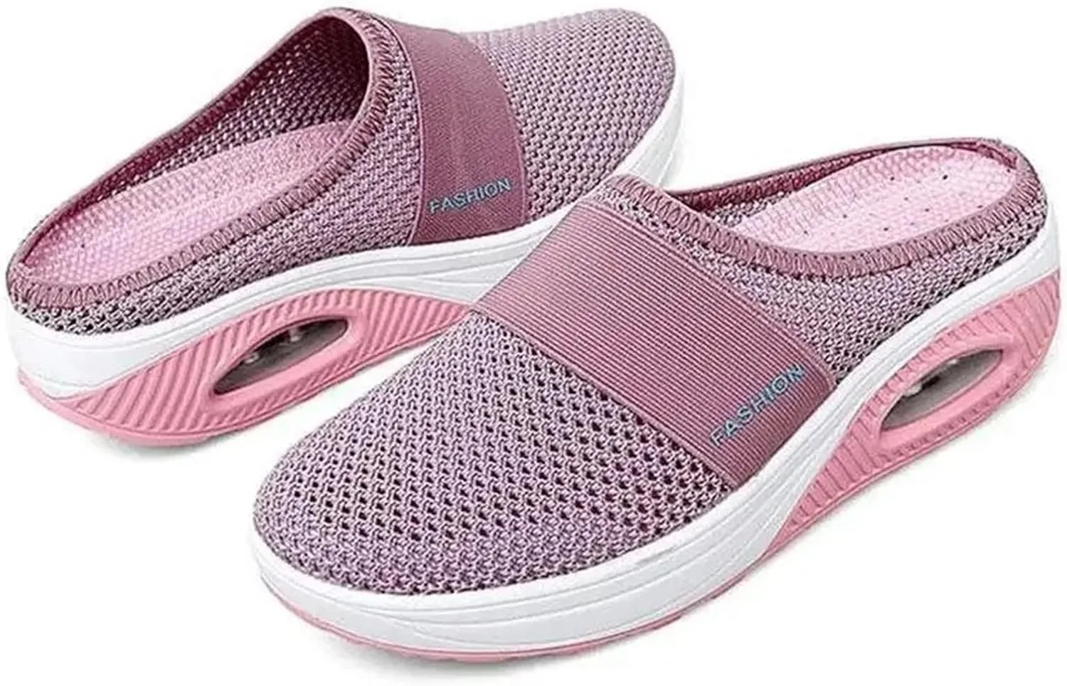 Diabetic Air-Cushion Slip-On Walking Shoes Summer Backless Walking Mules Orthopedic Diabetic Slippers Breathable Mesh Air Cushion Shoe Open Back Slip On Shoe Lightweight Slippers with Arch-Support