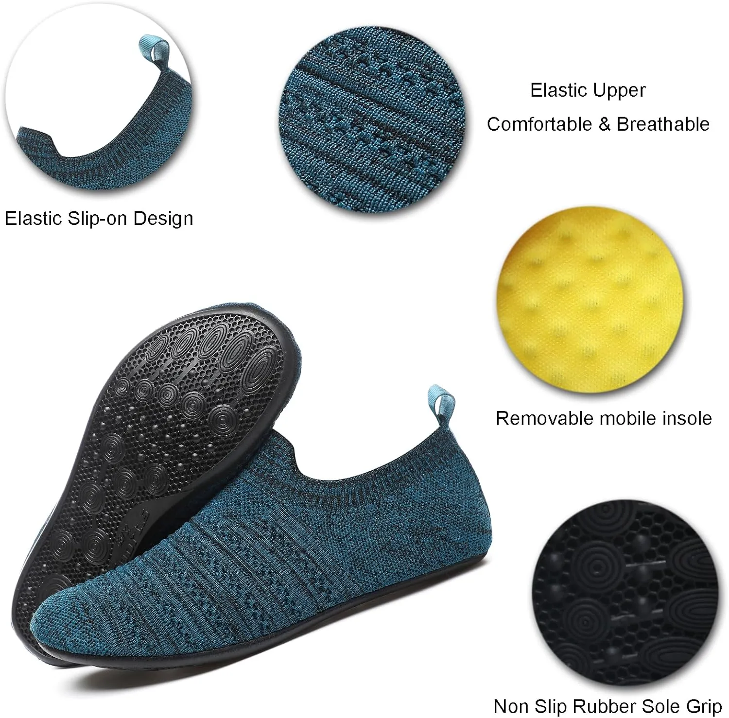 ditont Non-Slip Indoor House Slippers Lightweight Comfortable Grip House Home Shoes for Men Women
