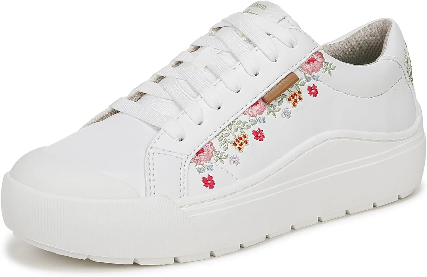 Dr. Scholl's Shoes Women's Time Off Sneaker, White Floral Embroidery, 10