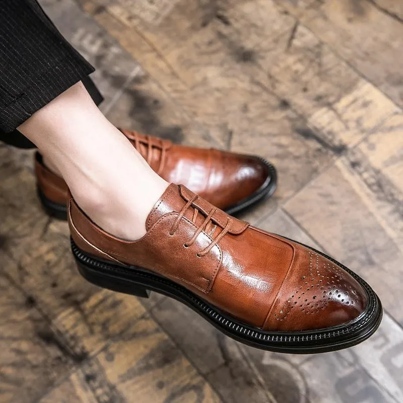 Dress Shoes for Men Male Lace-Up Walking Shoes Breathable Leather Fashion Oxfords Shoes Men Footwear Wedding