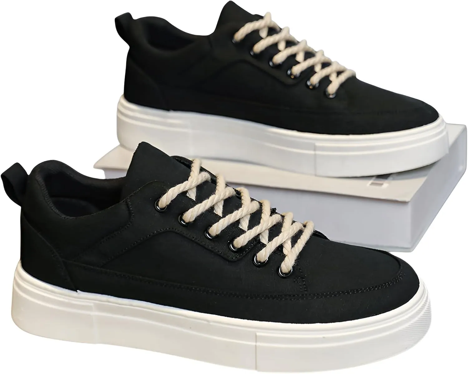 Ellniges]【Platform Canvas Shoes Men Summer Breathable Retro Casual Sneakers, Anti-Slip Lightweight Walking Shoes with Odor- Design, Versatile Student Footwear for Commuting/Travel/Daily Wear