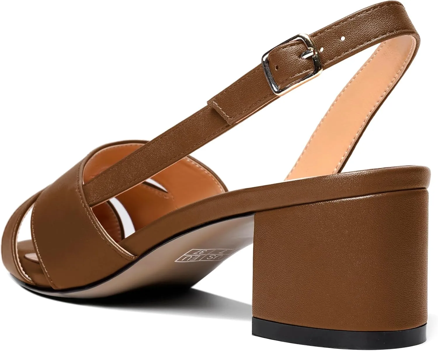Esvowido Women's Block Heel Sandals Peep Toe Low Heels Slingback Sandals Chunky Heels Ankle Strap Summer Shoes 2 Inch