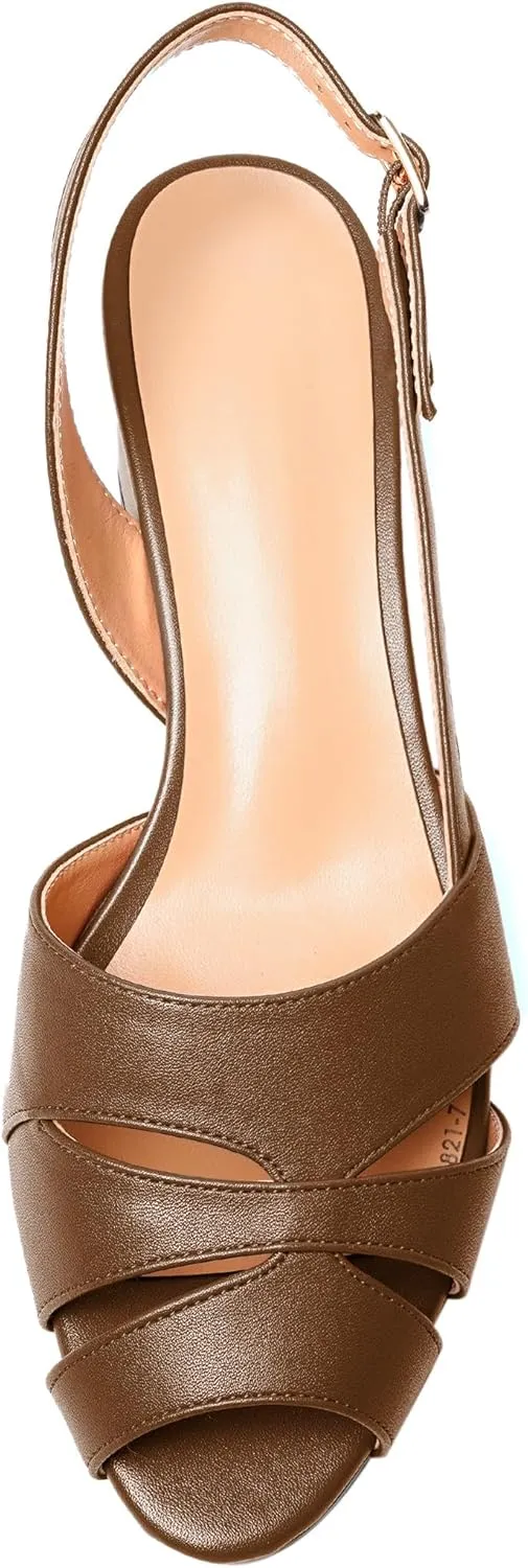 Esvowido Women's Block Heel Sandals Peep Toe Low Heels Slingback Sandals Chunky Heels Ankle Strap Summer Shoes 2 Inch