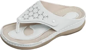 Flip Flops Arch Support Womens Summer Beach Wide Width Sandals for Women 2025 Comfortable Hollow out Breathable Leather Walking Sandals