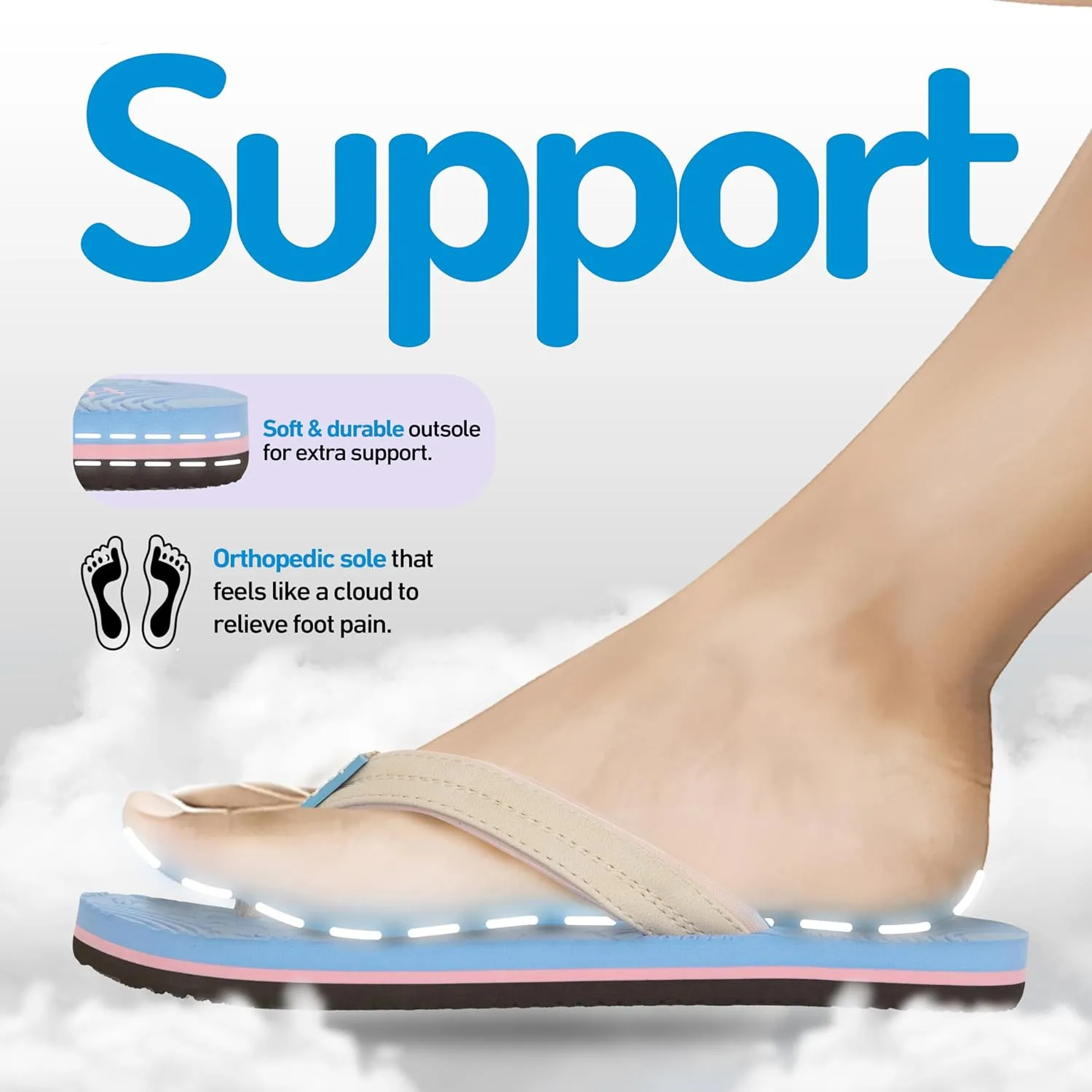 Floopi Flip Flops for Women Durable EVA Floral Textured Sandals Ladies Beach Sandals with Indoor & Outdoor Anti Skid Soles