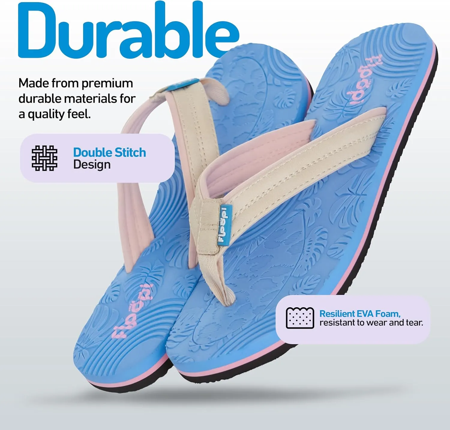 Floopi Flip Flops for Women Durable EVA Floral Textured Sandals Ladies Beach Sandals with Indoor & Outdoor Anti Skid Soles