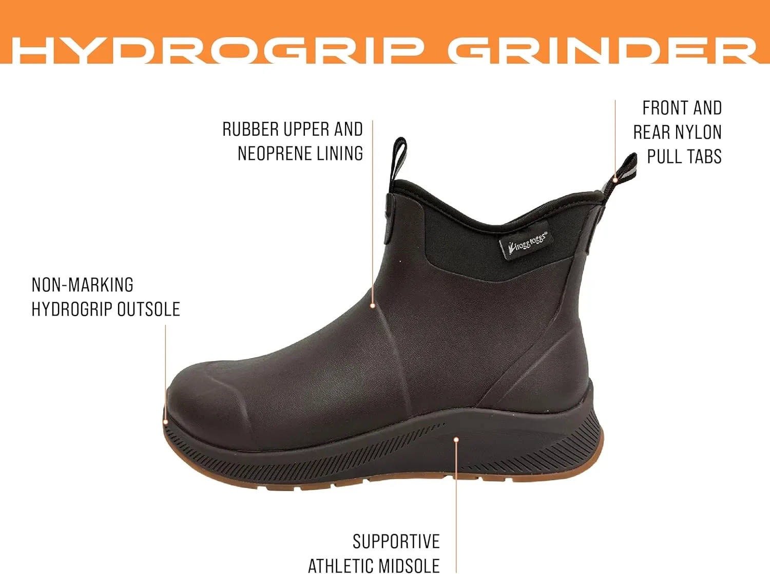 FROGG TOGGS Men's Athletic Hydrogrip Deck, Waterproof, Comfort, Insulated, Grip, Anglers Ankle Boot