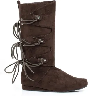 Girls Forest Brown Kids Flat Boots sz Small 11-12