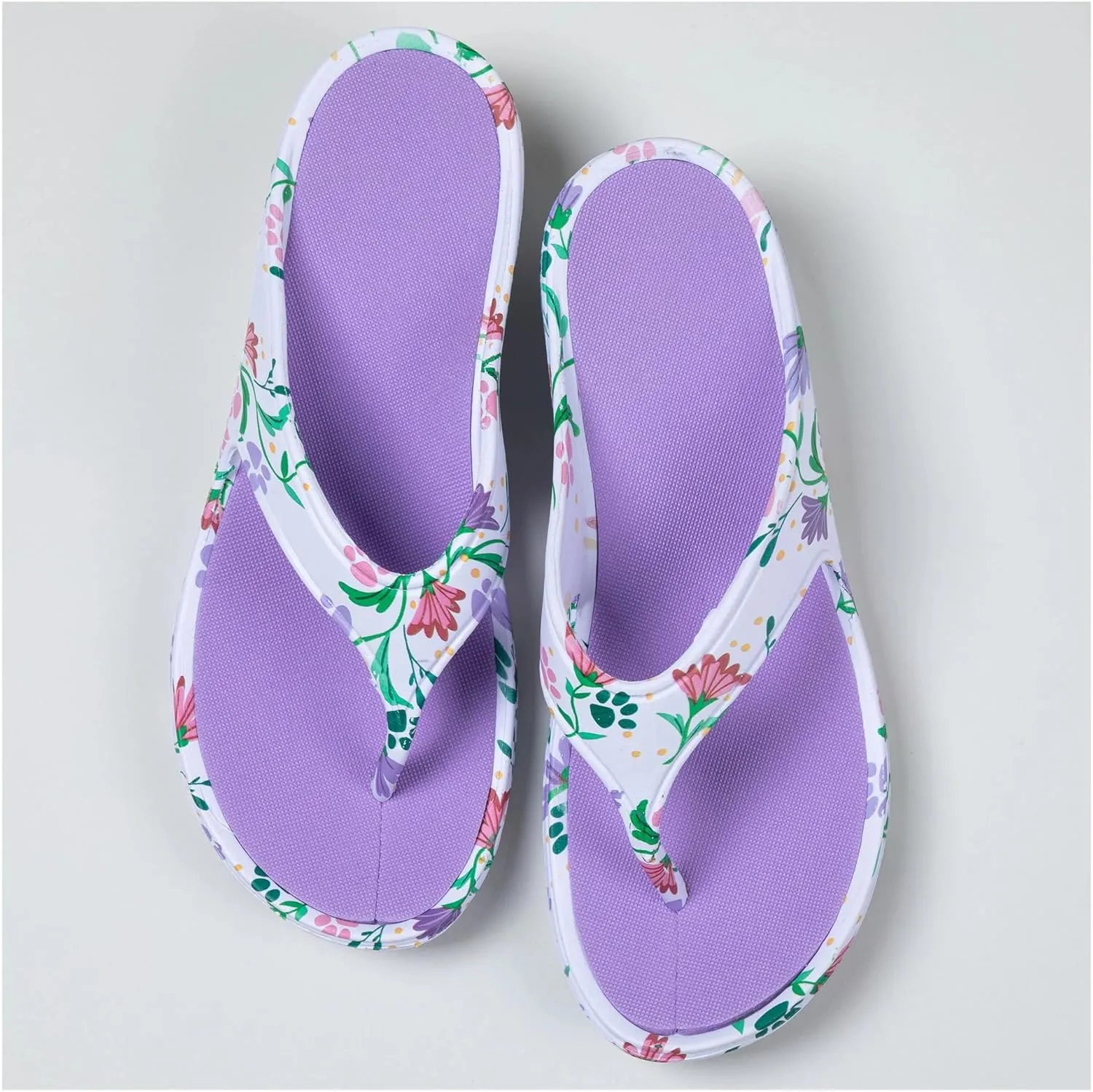 GreaterGood Paw Print Wedge Flip Flops Lightweight Shock Absorbing EVA Sandals Textured Insole Quick Dry Summer Shoes Gifts for Women