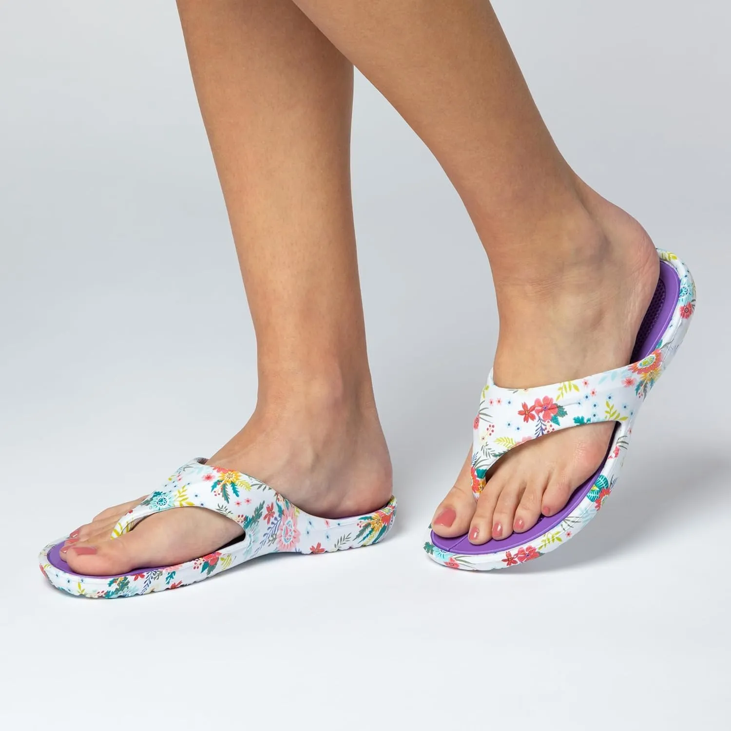 GreaterGood Walking Paws Flip Flops Colorful Lightweight Durable Cushioned Contoured Non Slip Textured Footbed Comfortable Beach Sandals for Women