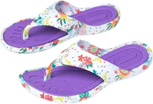 GreaterGood Walking Paws Flip Flops Colorful Lightweight Durable Cushioned Contoured Non Slip Textured Footbed Comfortable Beach Sandals for Women