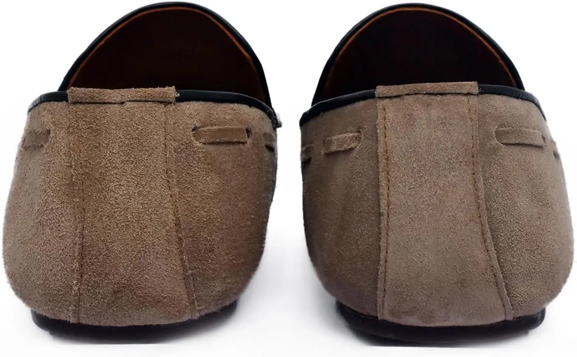 Handmade Camel Brown Suede Leather Loafer Shoes