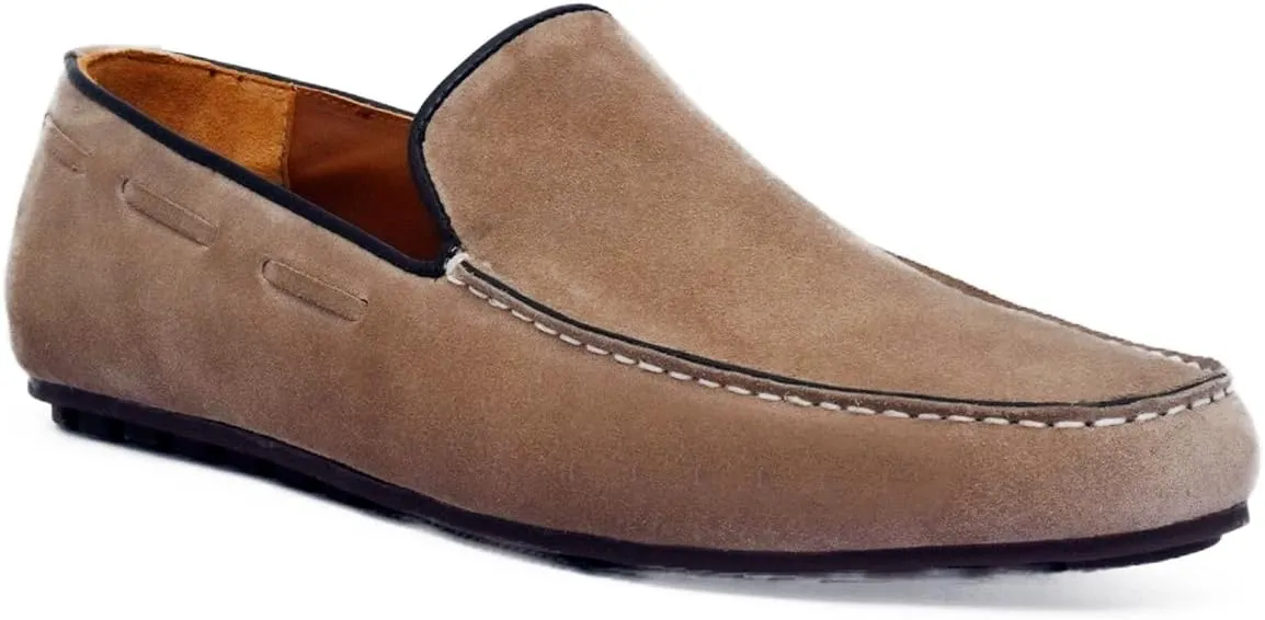 Handmade Camel Brown Suede Leather Loafer Shoes