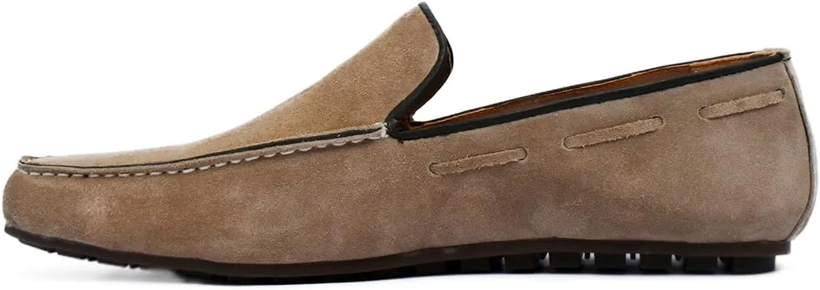Handmade Camel Brown Suede Leather Loafer Shoes