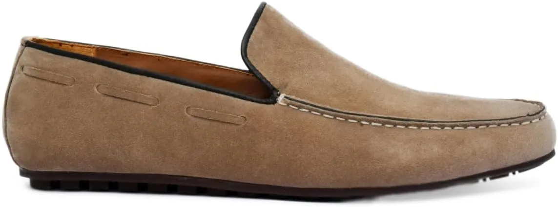 Handmade Camel Brown Suede Leather Loafer Shoes