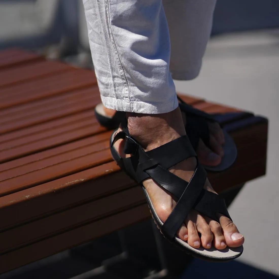Harssidanzar Genuine Leather Sandals Mens for Outdoor Sandals Mens Adjustable Strap Sandals Leather Sandals Men GM202