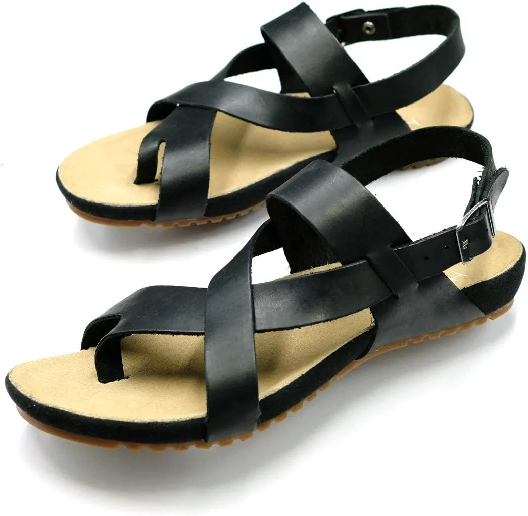 Harssidanzar Genuine Leather Sandals Mens for Outdoor Sandals Mens Adjustable Strap Sandals Leather Sandals Men GM202