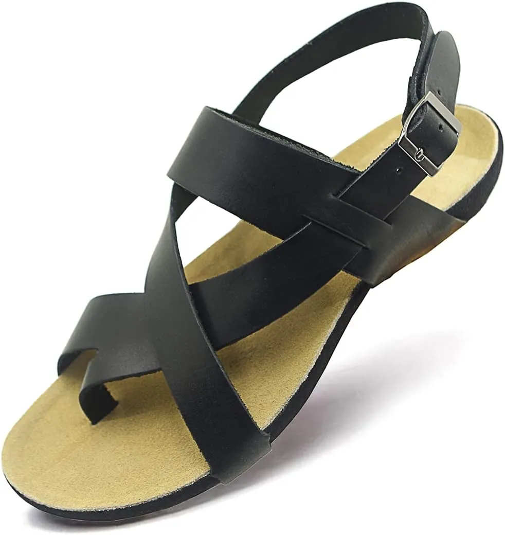 Harssidanzar Genuine Leather Sandals Mens for Outdoor Sandals Mens Adjustable Strap Sandals Leather Sandals Men GM202