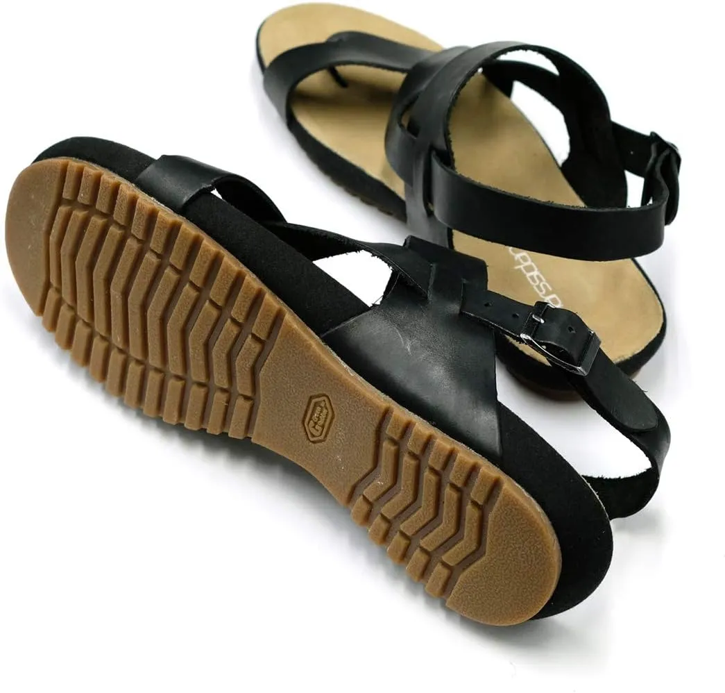 Harssidanzar Genuine Leather Sandals Mens for Outdoor Sandals Mens Adjustable Strap Sandals Leather Sandals Men GM202