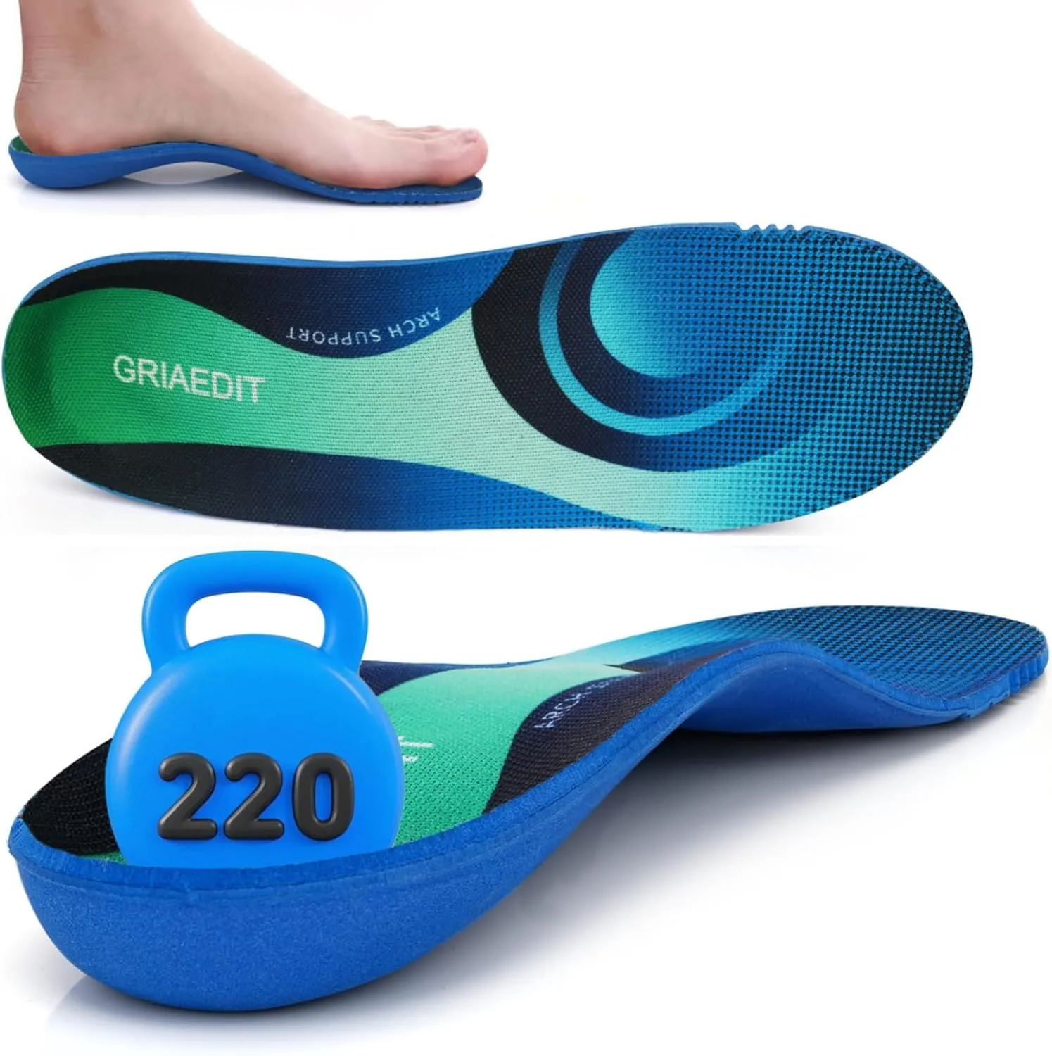 Heavy Duty Arch Support Insoles for 240lbs  – Orthotic Inserts for Plantar Fasciitis, Foot Pain Relief, Breathable & Shock Absorbing for Men & Women, Work Boots & Sneakers(M8-8.5/W10-10.5)