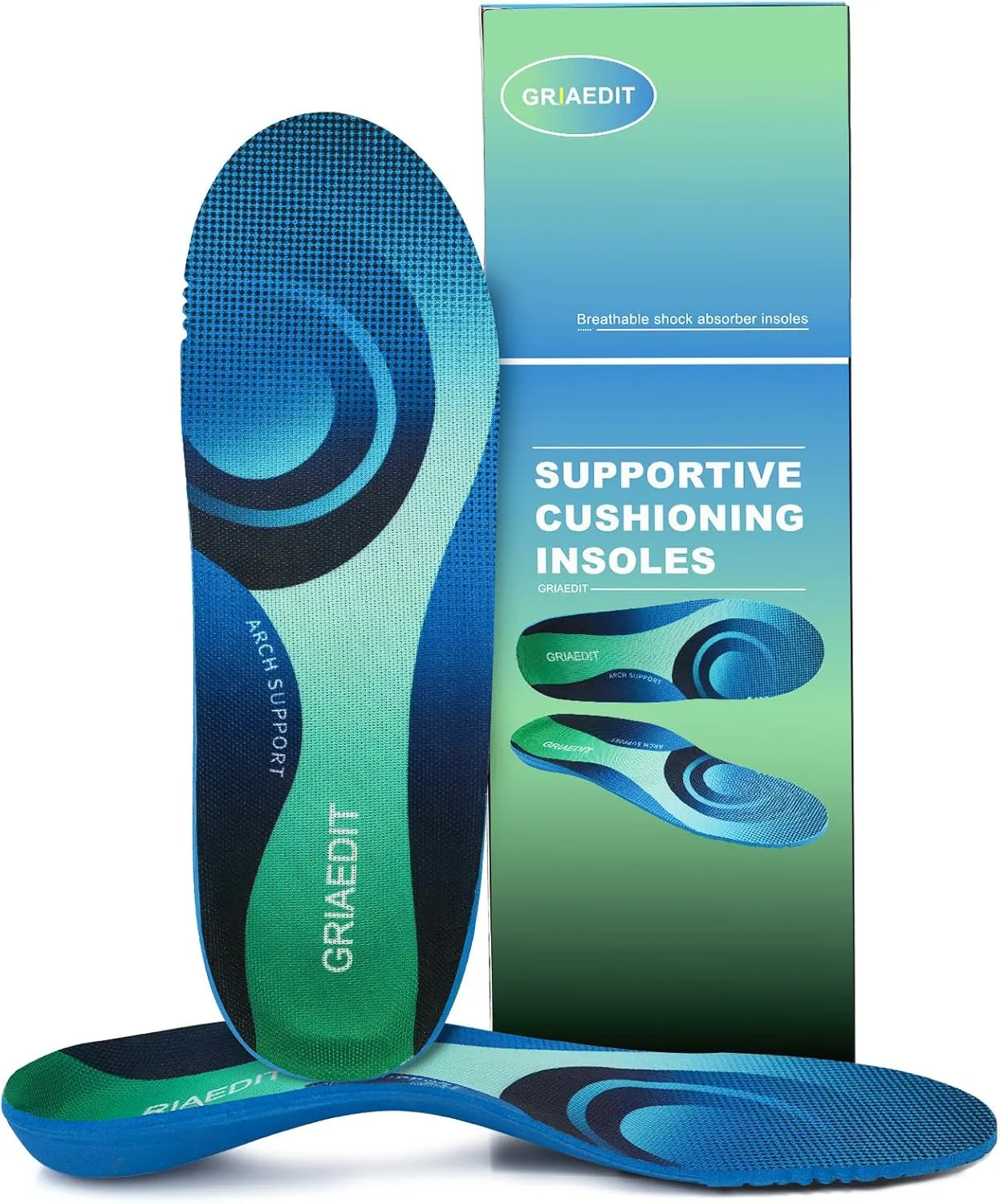 Heavy Duty Arch Support Insoles for 240lbs  – Orthotic Inserts for Plantar Fasciitis, Foot Pain Relief, Breathable & Shock Absorbing for Men & Women, Work Boots & Sneakers(M8-8.5/W10-10.5)